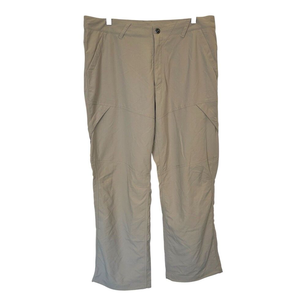 Mountain Equipment Coop MEC Nylon Khaki Hiking Pants Drawstring Zip Pockets 38